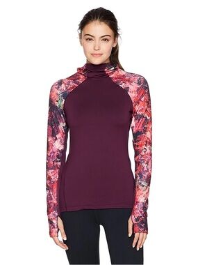 Adidas Medium Techfit Climawarm Cold Weather Hoodie Athletic Purple Red Floral